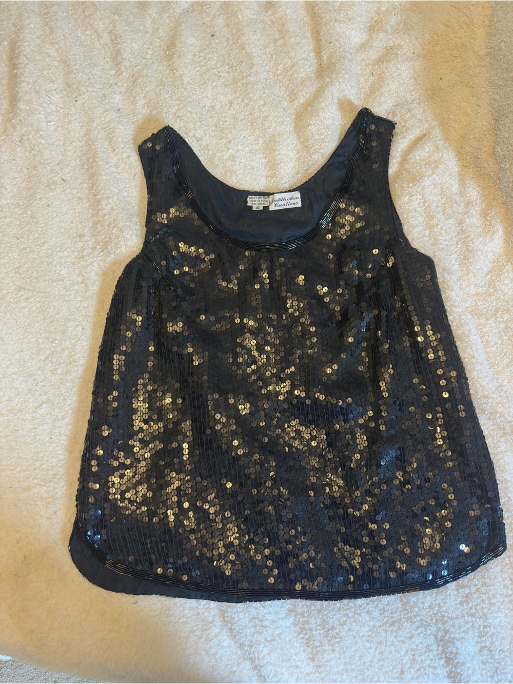 Sequin Tank Top - Black- large